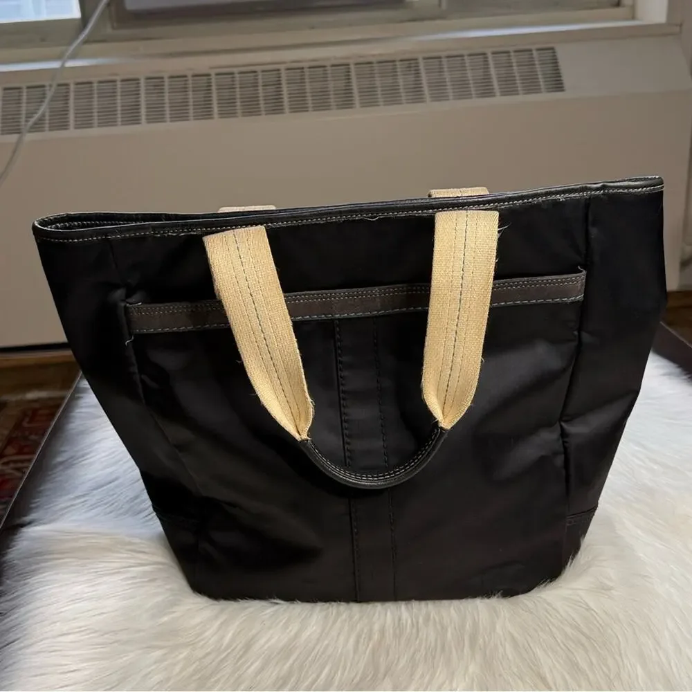 Coach Vintage Black Satin Double Handle Tote Bag